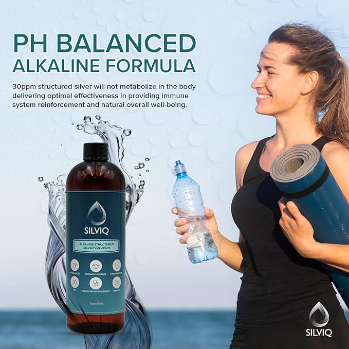 Structured Silver Water 30PPM - ph Balanced Alkaline Structure Silver Liquid Solution Mineral Supplement for Natural Immune Support - Enhanced Wellness & Gut Health - 16 Oz (437ml)