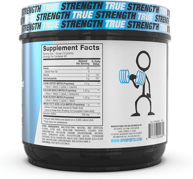 BPI Sports Best BCAA - BCAA Powder - Branched Chain Amino Acids - Muscle Recovery - Muscle Protein Synthesis - Improved Performance – Hydration – Blue Raspberry - 60 Servings - 21.12 Oz
