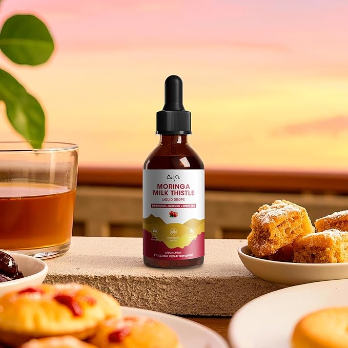 Milk Thistle Liver Detox Drops Apple Flavor โ Liver Cleanse Detox & Repair with Moringa, Dandelion, Burdock & Green Tea โ Herbal Liquid Supplement for Liver Support & Liver Health, Vegan, 2 Fl Oz