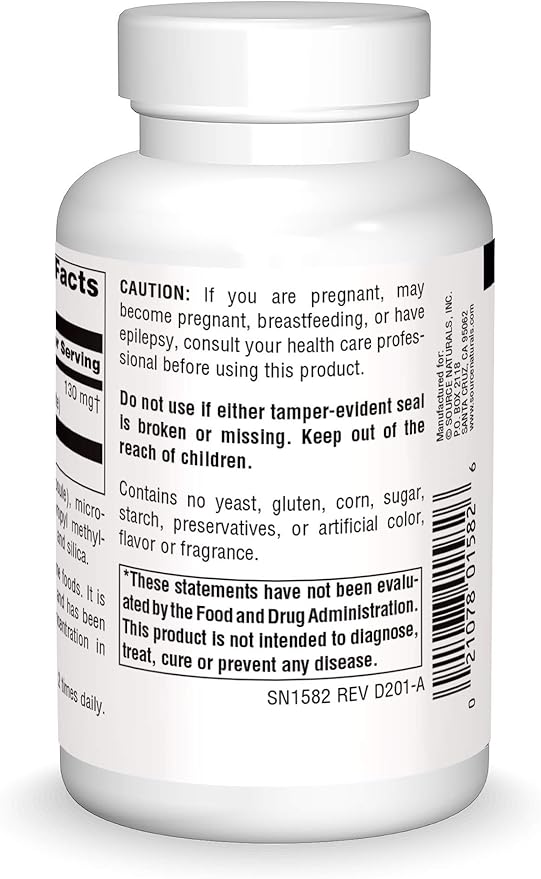Source Naturals DMAE, Dimethylaminoethanol Bitartrate - Supports Mental Concentration*, 351mg - 100 Capsules