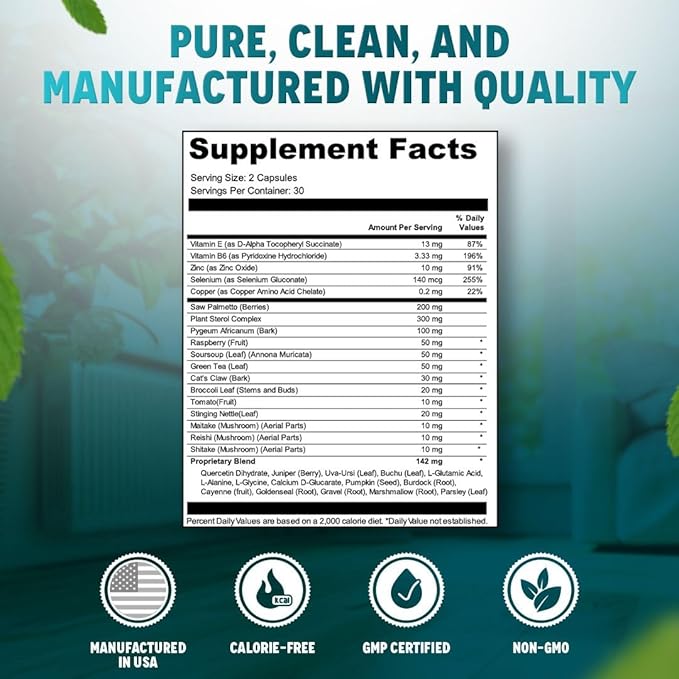 Vital Prostate Support Supplement for Men – Multiphase Herbal Formula with Saw Palmetto, Beta-Sitosterol & Zinc – Urinary Flow, Bladder Comfort & Prostate Health Supplements for Men – 30 Days Supply
