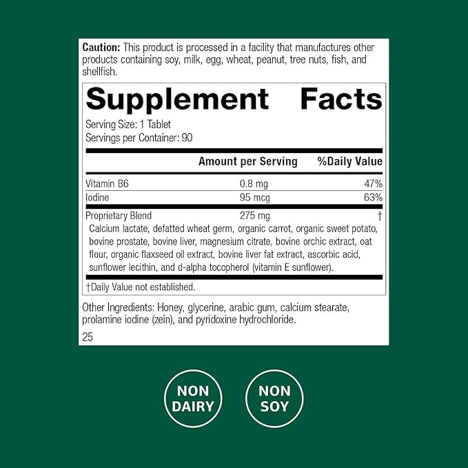 Standard Process Inc. Cataplex F - Whole Food Supplement, Thyroid Support, Metabolism, Skin Health, and Hair Health with Vitamin B6, Iodine, Flaxseed Oil - 90 Tablets