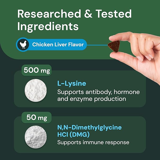 VetriScience Extra Strength Lysine Immunity Health Chews - Immunity Supplement for Cats of All Ages - Supports Immune Function, Eye Health & Cardiovascular Function - 120 Count