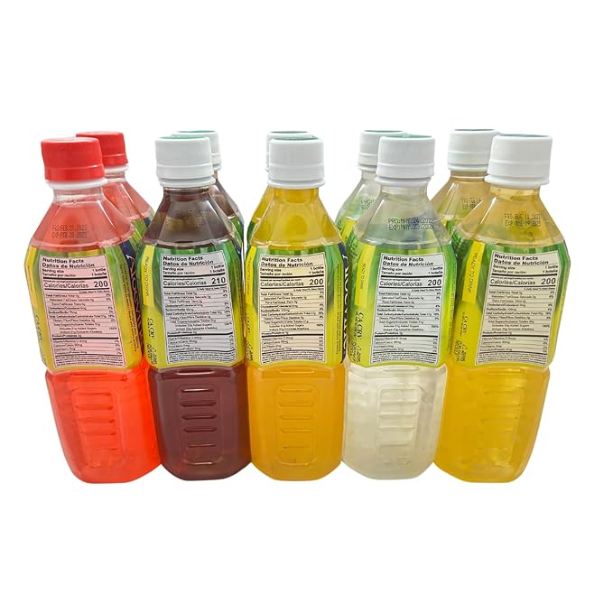 Aloevine Fruity Fun Variety Pack |16.9 oz. pack of 10 l 2 watermelon, 2 grape, 2 mango, 2 coconut, 2 pineapple | plant based Vegetable Korean drinks