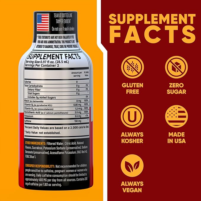 Açaí Pomegranate Extra Strength Energy Shot 12 pk – 260mg Natural Caffeine B12 B6 – Energy & Focus Support – 2 Servings Sugar Free Zero Calorie Green Tea B-Vitamins Electrolytes Vegan – 1.93 fl oz