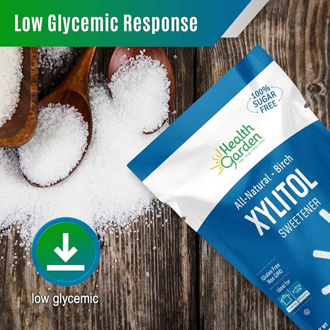 Health Garden Birch Xylitol Sweetener - 1 LB x 2 Resealable Bag - Pure Birch Xylitol - Non GMO, Kosher, and Made in the U.S.A. - Ideal Powdered Sugar Substitute - Non-GMO Sugar Alternative