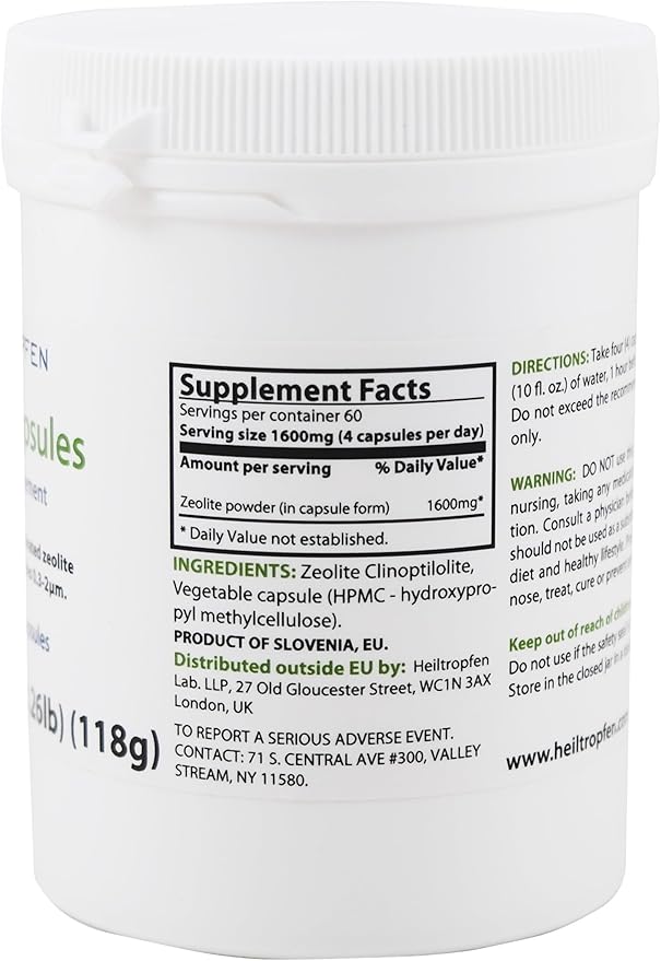 Zeolite 240 Capsules | Detox | Clinoptilolite | 3X Activated | Natural Mineral Dust Less-Than 2 µm | Heiltropfen®