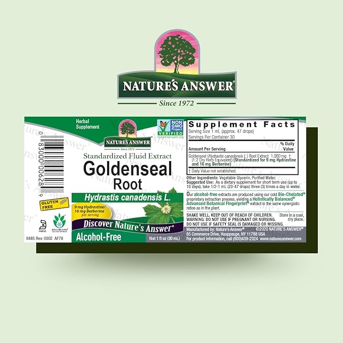 Nature's Answer Goldenseal Root | Herbal Supplement | Supports A Healthy Immune System | Gluten-Free & Alcohol-Free 1oz (2 Pack)