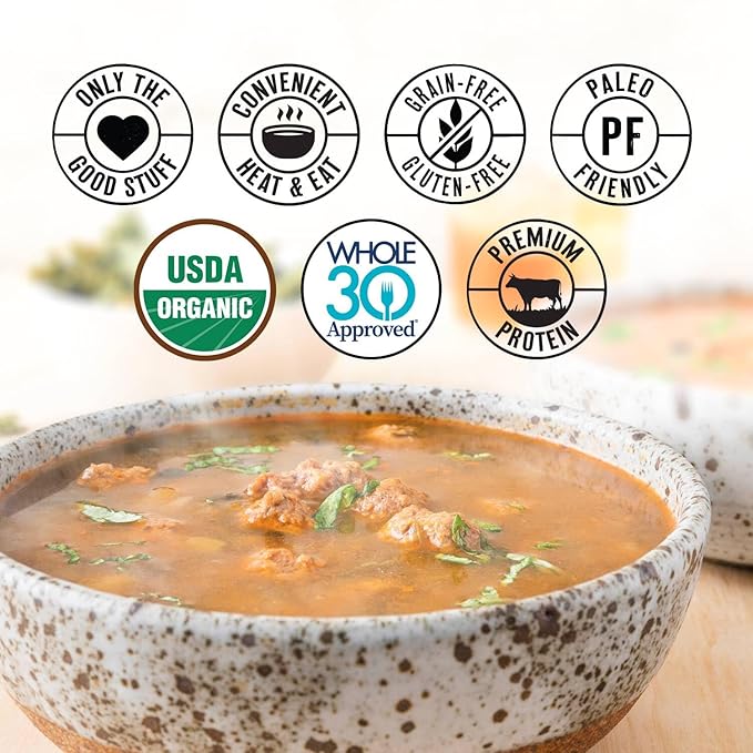 True Primal Savory Wedding Organic Soup 8-pack, Ready to eat, Gluten free, Paleo, Grass-fed beef, Whole30, Keto, Bone broth