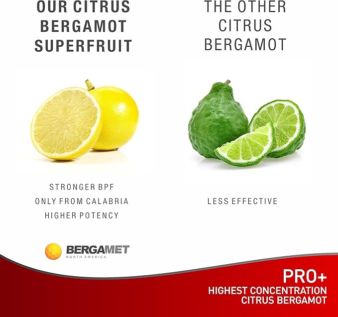 BergaMet Citrus Bergamot SuperFruit PRO+ Supplement, 200:1 Extract, 1350mg, 80% Polyphenols, Olive Leaf Extract, 47% BPF, World's Strongest, 90 Capsules, Backed by Clinical Studies, Made in The USA