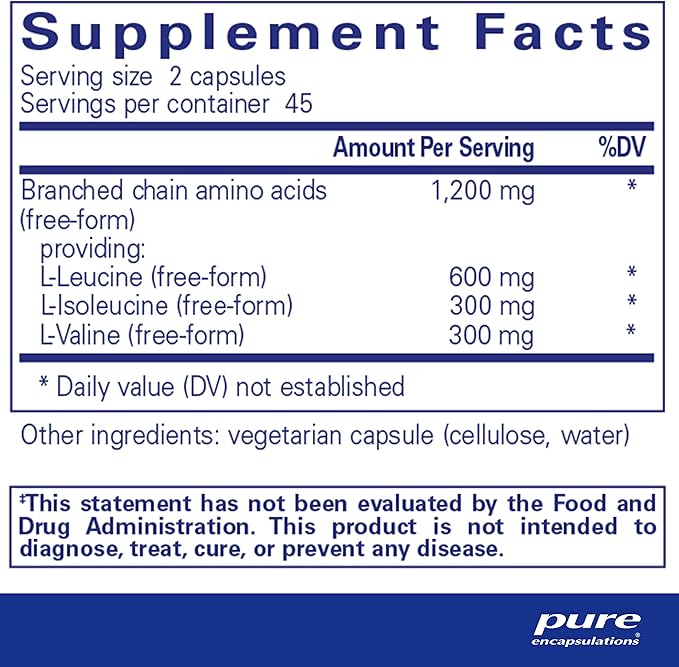 Pure Encapsulations BCAA Capsules | Hypoallergenic Supplement to Support Muscle Function During Exercise* | 90 Capsules