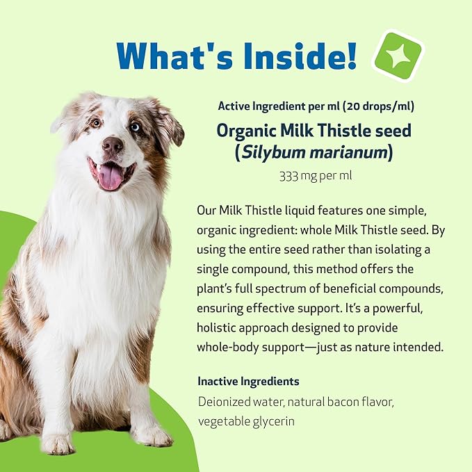 Pet Wellbeing Milk Thistle for Dogs - Organic, Supports Liver Health, Healthy Detoxification, Antioxidants, Liver Cell Support, Silymarins - Veterinarian-Formulated Herbal Supplement 2 oz (59 ml)