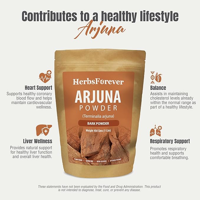 Arjuna Powder Terminalia Arjuna Non GMO, Vegan 454 GMS