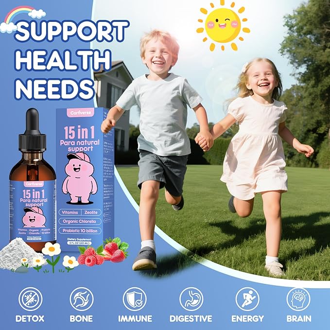 Parasite Cleanse for Humans & Kids,Parasite Cleanse for Children,Zeolite Detox Liquid Drops,Candida Cleanse & Wellness Formula,Contains wormwood black walnut clove,Chlorella,Oregano,2 Fl Oz