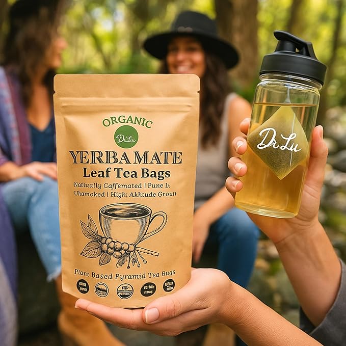 Dr. Lu Organic Turmeric Ginger Cinnamon Tea | Tropical Wild Roots & Bark from South Asia | 100% Natural Digestive & Warming Support | 30 x 3g Potent Root Blend Corn Fiber Pyramid Bags (No Plastic, No Nylon) (30 Count (Pack of 1), Yerba Mate)