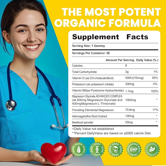 Potassium Magnesium Gummies,High Absorption Magnesium Glycinate,B6,D3,Potassium Citrate for Leg Cramps,Muscle,Electroyte for Adults Kids,Sugar-Free, 120 Gummies (Pineapple)