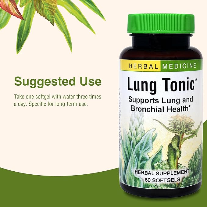 Herbs Etc. Lung Tonic - Lung Supplement for Bronchial Support - Healthy Breathing Support with Mullein, Horehound & Grindelia - 60 Softgels