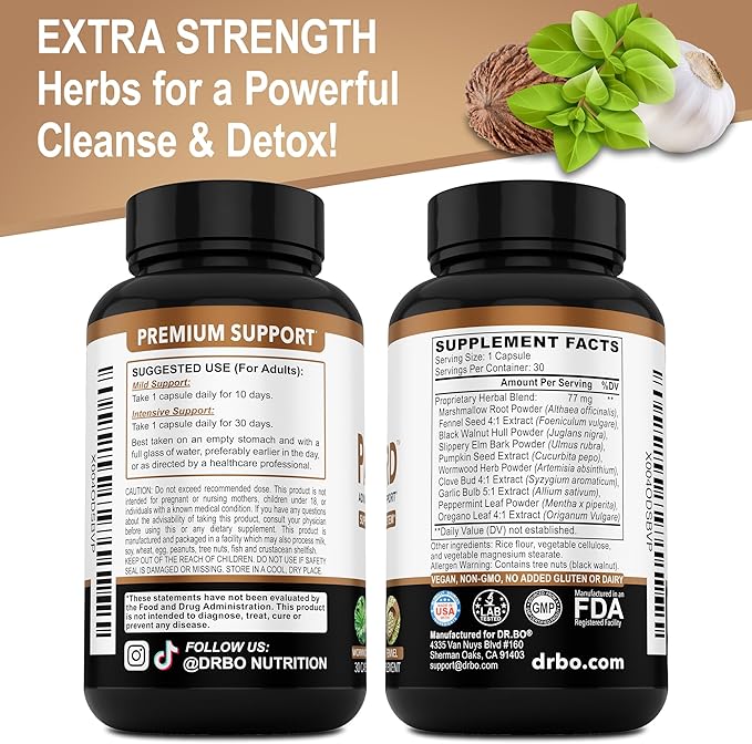 ParaGuard Cleanse Detox Pills - Intestinal Guard Formula Supplement with Black Walnut Wormwood Clove & Oregano Pills - Adults Natural Herbal Intestine Body Gut Cleanser Adults Complete Kit 30 Capsules