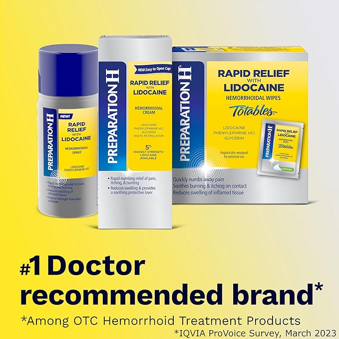 Preparation H Rapid Relief Hemorrhoid Cream with Lidocaine, Numbing Relief for Swelling, Pain, Burning and Itching - 0.75 Oz Tube