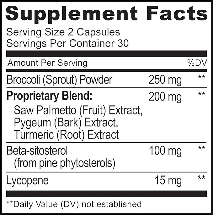 NATURELO Prostate & Urinary Health, Comprehensive Formula with Saw Palmetto, Pygeum, Tumeric, Plant Sterols, Broccoli and Lycopene, 60 Vegetarian Capsules (Pack of 2)