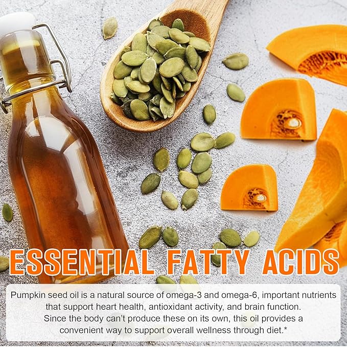 Pumpkin Seed Oil with Saw Palmetto Capsules,Pumpkin&Seed Oil 2 in 1 for Hair Growth,Cold Pressed,Supports Hair,Heart,Skin Supplement,Pumpkins Seed Extract Powder,PumpkinSeed Herbal Supplement 300 pcs