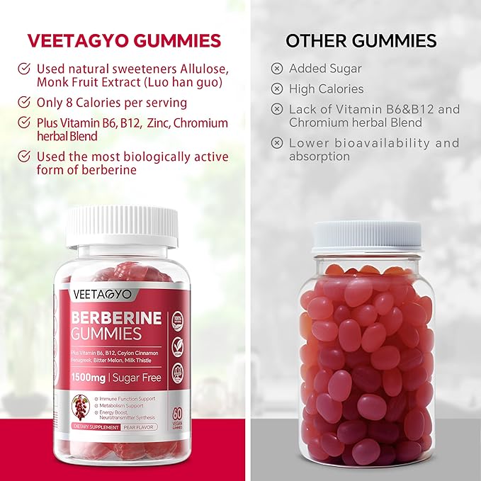 Berberine Supplement 1500mg,Sugar Free Berberine with Ceylon Cinnamon Gummies,Chromium,Turmeric, Fenugreek for Naturally Metabolism Balanced, Berberine HCl from Indian Barberry Extract, 120 Cts