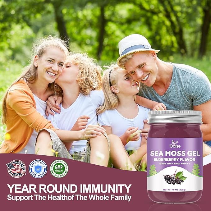 Irish Sea Moss Gel- Real Sea Moss and Elderberry Mixture - 15OZ Wildcrafted Sea Moss Advanced Gel-15OZ Elderberry Flavor