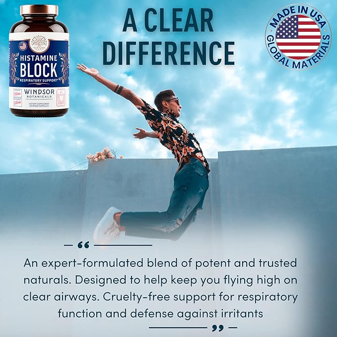 Histamine Blocker for Allergies - Quercetin, Stinging Nettle Flavonoids Natural Antihistamine Tablets - Allergy Relief Supplements & Antihistamines for Adults - 60 Vegan Histamine Block Capsules