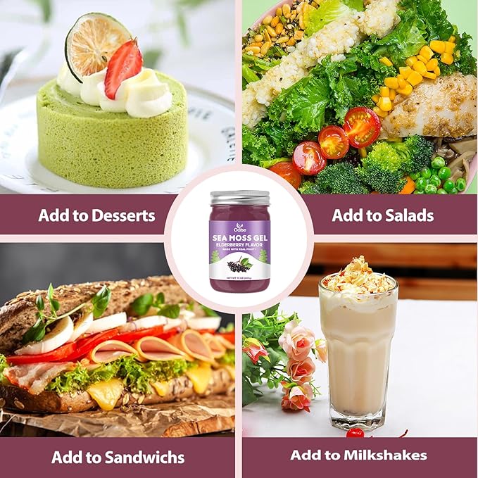 Irish Sea Moss Gel- Real Sea Moss and Elderberry Mixture - 15OZ Wildcrafted Sea Moss Advanced Gel-15OZ Elderberry Flavor