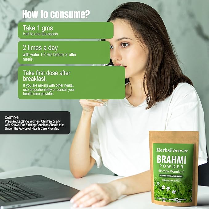 Brahmi Powder I 100% Pure Bacopa Monnieri I Natural Herbal Supplement – Non-GMO, Vegan, Gluten-Free I Supports Wellness – Premium Quality 230 GMS