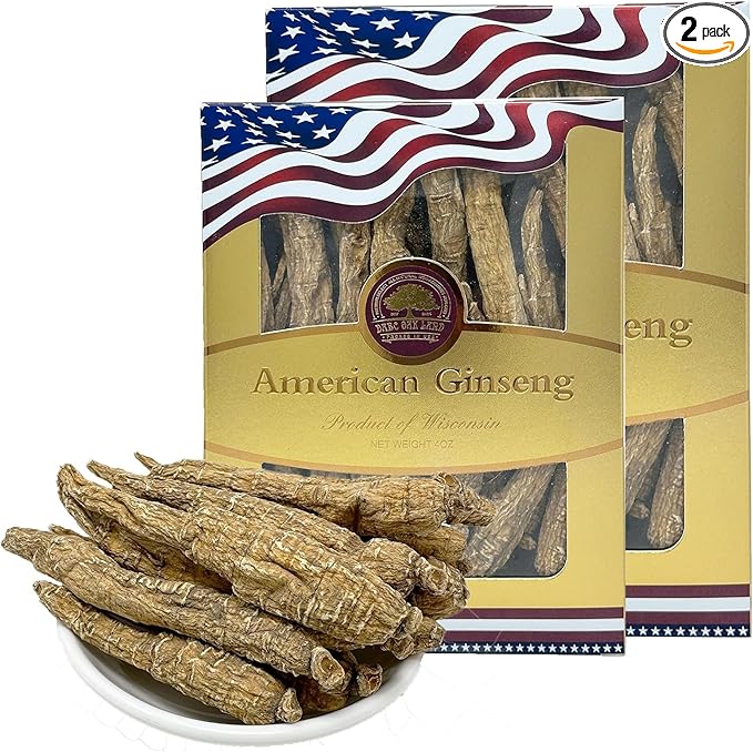 Wisconsin American Ginseng, American Wisconsin Ginsengss Slices Root 西洋参/花旗参 Energy for Men & Women Ginseng in Soup, Tea Smoothies 4 Ounce Box of 2 Medium Long-Branch