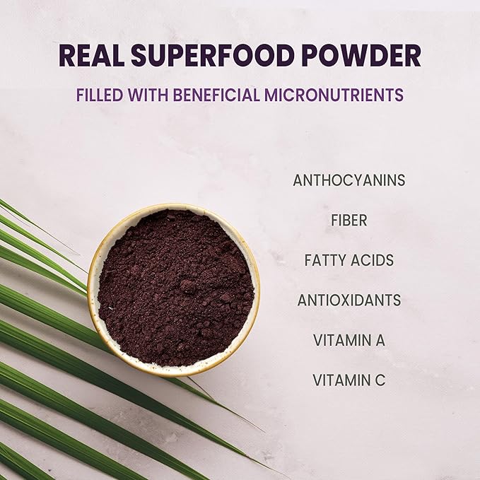 Organic Acai Powder 5 Ounce Bag Freeze Dried Acai Berry Powder from Whole Berries, Antioxidant-Rich Acai Powder Organic for Smoothie Bowls, Acai Berries Superfood Smoothie Powder