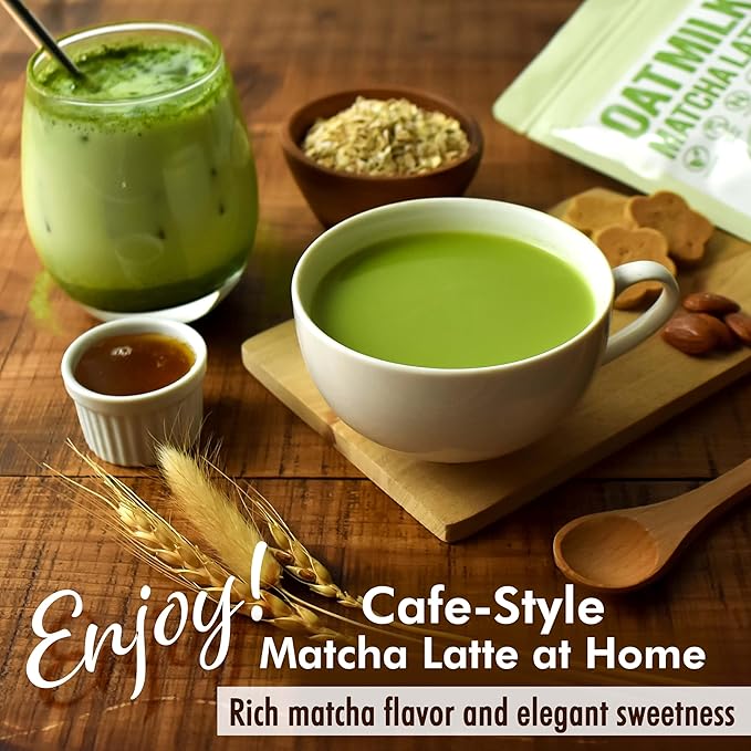 YAMASAN KYOTO UJI Japanese Oat Milk Matcha Latte, Uji Matcha Ceremonial Grade with Oat Milk Instant Latte Mix, Dairy-Free, 100% Plant Based, Vegan, Gluten-Free, No Refined Sugar, Made in Japan 3.5OZ(100g)