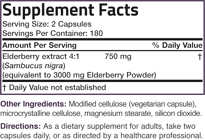Bronson Elderberry Extra Strength, Supports Healthy Immune System & Antioxidant Protection, Non GMO, 360 Vegetarian Capsules