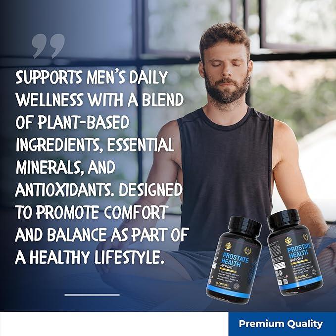 Prostate Support Supplement for Men – Halal Certified, Saw Palmetto, Beta-Sitosterol, Pygeum, Zinc, Selenium – Urinary & Prostate Health – 3 Capsules Daily – 60 Capsules