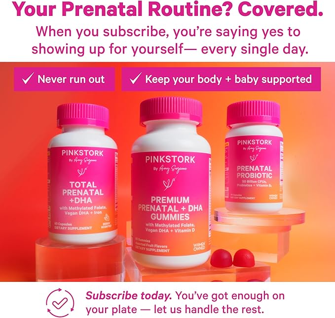 Pink Stork Prenatal Probiotics for Women - 50 Billion CFU, Vitamin B6, Prebiotics, Morning Sickness, Gut Microbiome, Pregnancy Probiotic, Immune Support, Pregnancy Must Haves - 30 Capsules