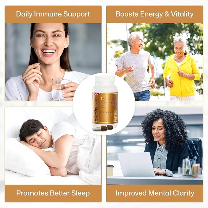 Vita Green Reishi Mushroom Capsules for Energy, Memory, and Immune Support – Pure Reishi Supplement with Natural Antioxidants for Daily Wellness and Engery – 10 Capsules