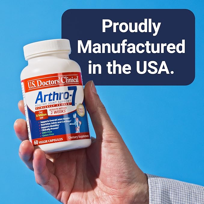 U.S. Doctors’ Clinical Arthro-7 - Clinically Proven Joint Support Complex with Turmeric, MSM, Collagen, Bromelain for Flexibility, Mobility, and Strong Cartilage - 60 Capsules - 15/30-Day Supply