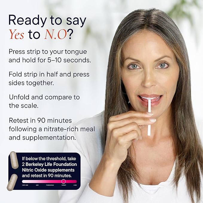 Berkeley Life Nitric Oxide Booster & Test Strips Starter Kit - 60 Capsules & 50 Test Strips - Nitric Oxide Supplements Helps Support Healthy Blood Pressure, Circulation & Cardiovascular Health