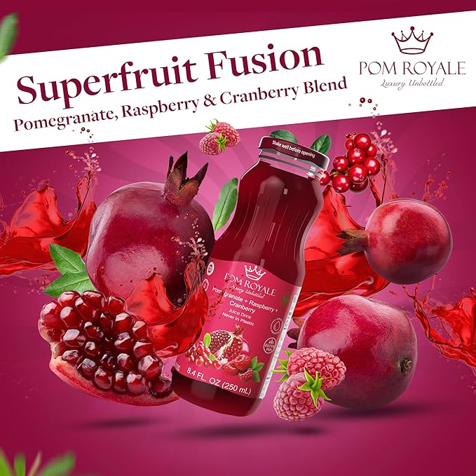 Pomegranate Raspberry Cranberry, 8.4 Ounce Glass Bottle (Pack of 15), Cold Pressed Juice, Non-GMO, Gluten Free, Kosher Certified, Preservative Free