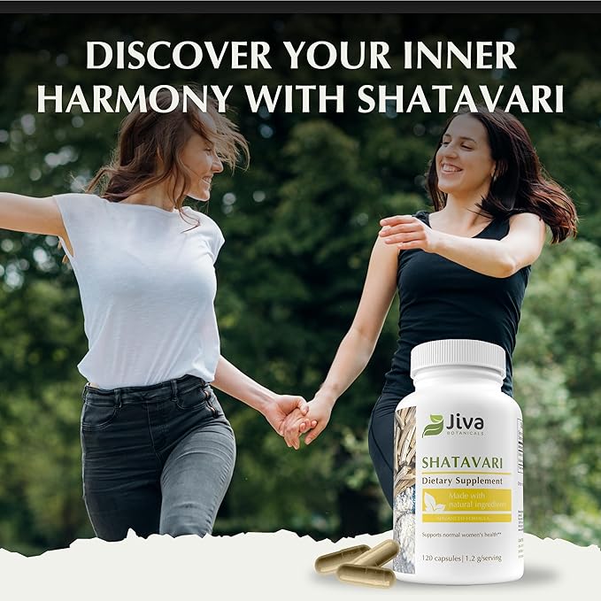 Jiva Botanicals Shatavari Supplement 1200mg - Shatavari Root Powder for Normal Hormonal Balance and Normal Energy Levels - Made in The USA - Non GMO, Vegan - 120 Capsules (Pack of 1)