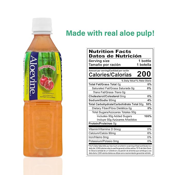 Aloevine Aloe Vera Drink Pomegranate healthy juice l 16.9 oz. 10 pack l smart fruit Korean drinks