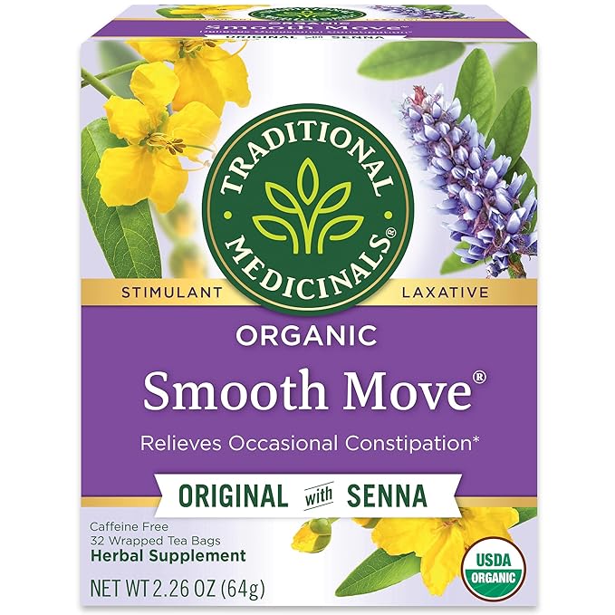 Traditional Medicinals Tea, Organic Smooth Move, Relieves Occasional Constipation, Senna, 32 Tea Bags