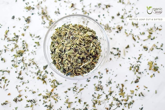 Organic Way Stinging Nettle Leaf Cut & Sifted (Urtica dioica) - Herbal Tea | European Wild-Harvest | Kosher Certified | Vegan, Non GMO & Gluten Free | USDA Certified | Origin - Albania (8 Oz)