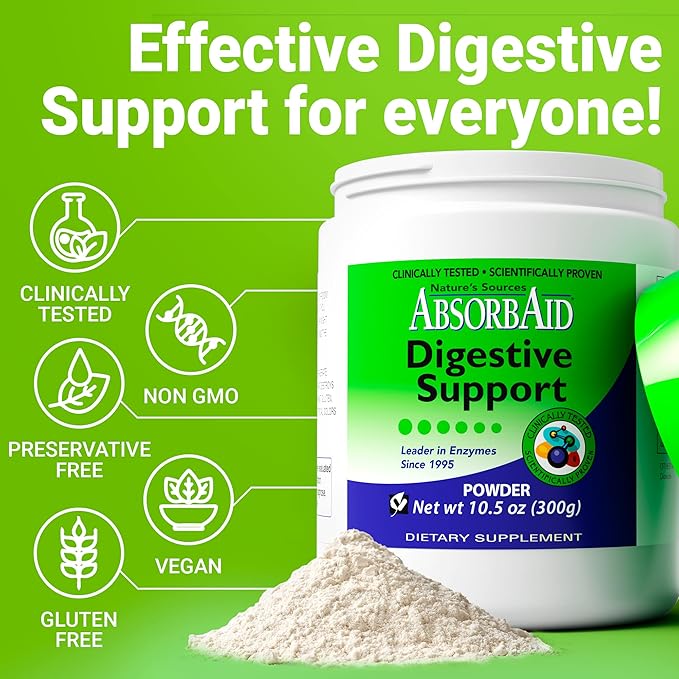 AbsorbAid Digestive Enzymes 300 Grams, Proven to Increase Vital Nutrient Absorption by up to 71%