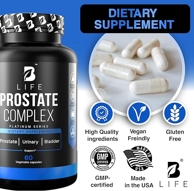 Prostate Health Supplements for Men with Saw Palmetto for Men & Pumpkin Seed Oil Capsules - Stinging Nettle Root| 60 Capsules – 30-Day Supply