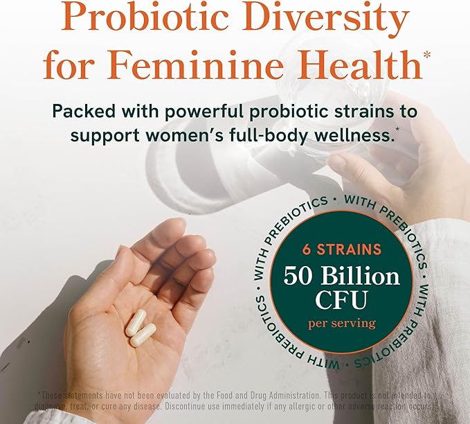 Probiotics for Women | 50 Billion CFU for Vaginal, pH Balance & Digestive Health Support | Female Probiotics with Prebiotics & Hormone Balance Blend | Shelf Stable | Vegan, Gluten-Free | 30 Ct
