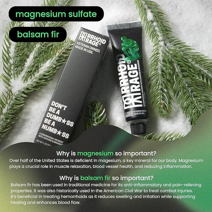 Ointment - Fissure and Hemorrhoid Treatment with Lidocaine, Aloe Extract, Magnesium Sulfate, Balsam Fir, Fast Acting Hemorrhoid Cream for Itching, Swelling and Maximum Pain Relief (3-Pack)
