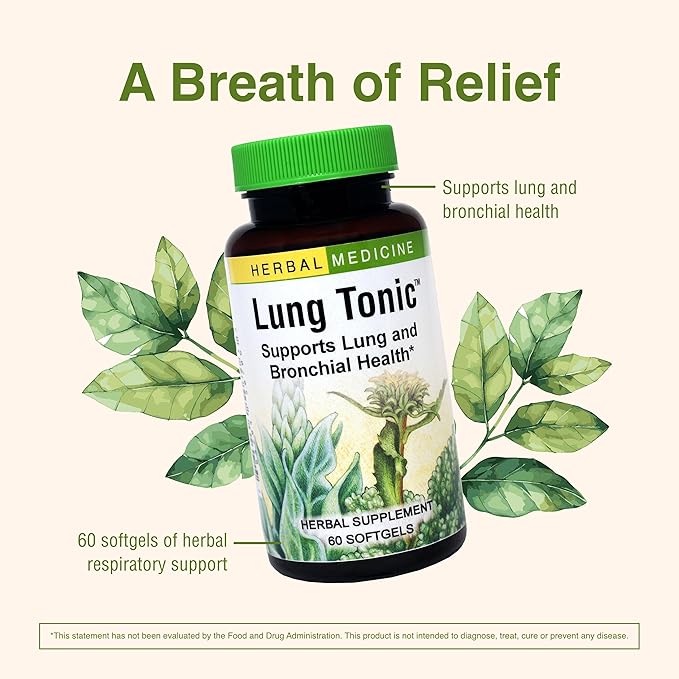 Herbs Etc. Lung Tonic - Lung Supplement for Bronchial Support - Healthy Breathing Support with Mullein, Horehound & Grindelia - 60 Softgels