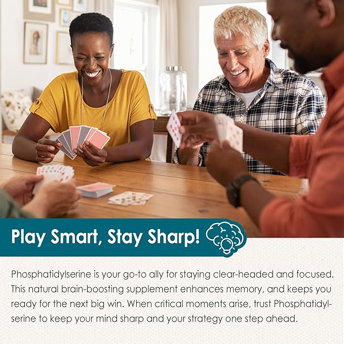 Phosphatidylserine - Nootropic Brian Supplement, Focus & Energy Gummies+ Bacopa Monnieri, Omega 3, Huperzine A, Methyl B12 & B6 for Seniors, Gamers, Workers, Non-GMO, Caffeine-Free, Sugar Free, 2 Pack